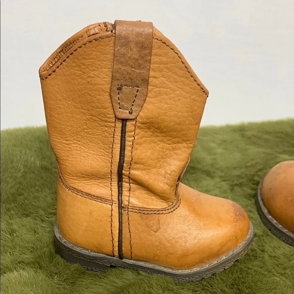 Smoky Mountain Boots Tan Western Leather Boots with Side Zippers and Rubber Sole